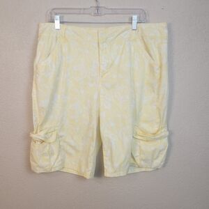 Earth Rocks Yellow White Tie Dye Print Cargo Shorts Size 16 (6054)